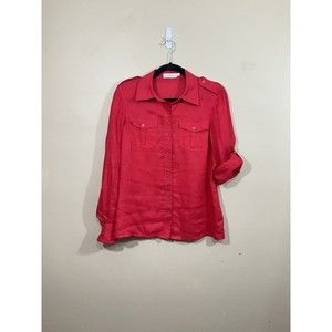 Red Button-Up Women's Top